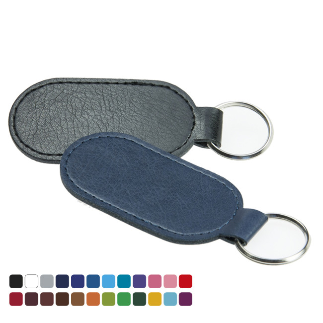 Custom Printed Economy Oval Key Fob In Belluno Vegan PU - Image 2