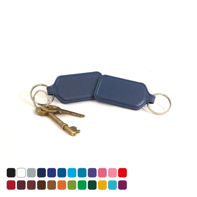 Custom Printed Rectangular Key Fob In Belluno Vegan PU - Image 2