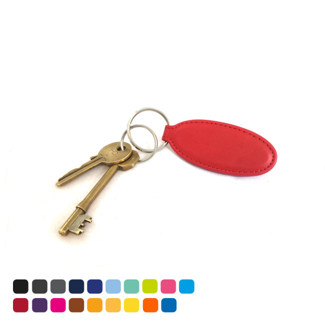 Custom Printed Oval Key Fob In Soft Touch Vegan Torino PU - Image 2