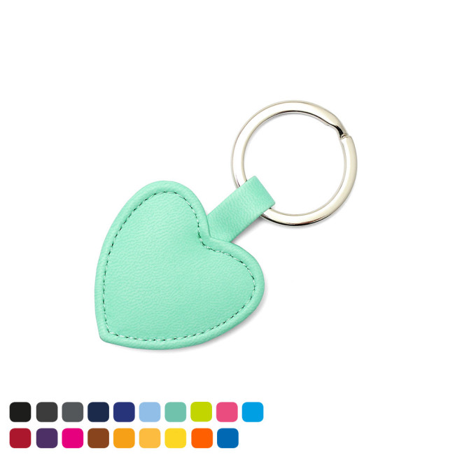 Custom Printed Heart Shaped Key Fob In Soft Touch Vegan Torino PU - Image 2