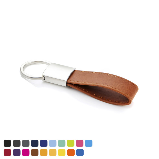 Custom Printed Deluxe Mini Loop Key Fob With a Twist Action Ring In Soft Touch Vegan Torino PU - Image 2