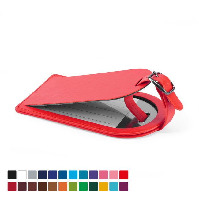 Custom Printed Large Luggage Tag With a Flap In Belluno Vegan PU - Image 1