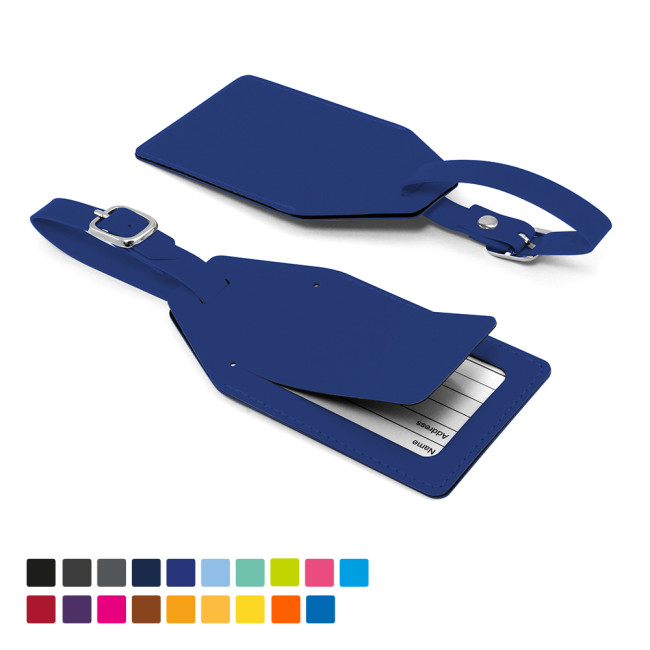 Custom Printed Angled Luggage Tag With security flap In Soft Touch Vegan Torino PU - Image 1