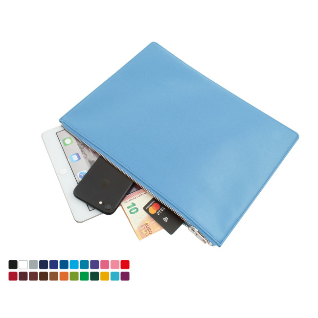 Custom Printed Colours Large Zipped Pouch In Belluno Vegan PU - Image 1