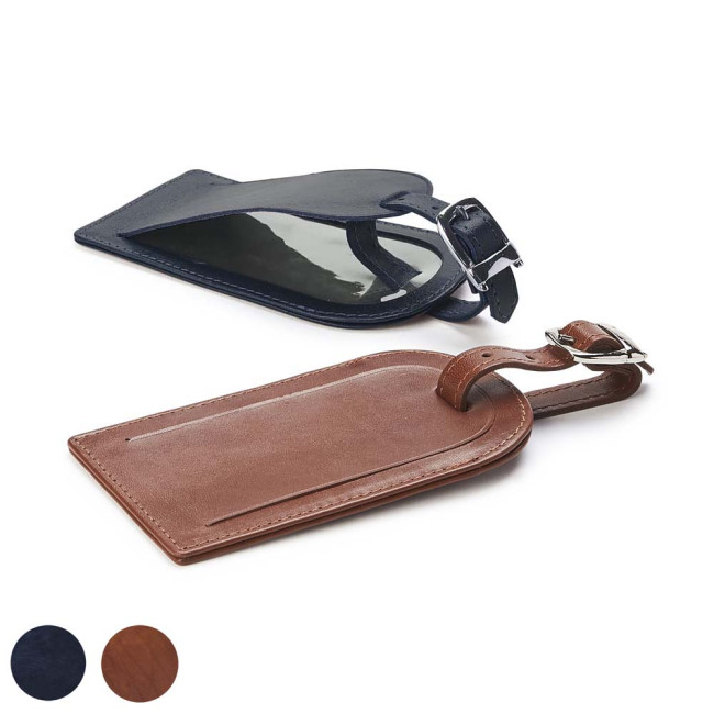 Custom Printed Luggage Tag In Accent SandRingham Nappa Leather