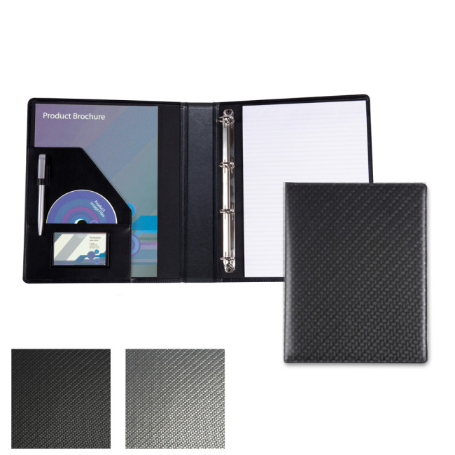 Custom Printed Carbon Fibre Textured PU A4 Ring Binder - Image 1