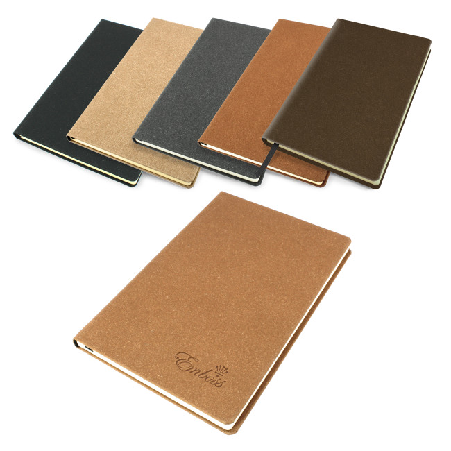 Custom Printed Palma Natural Recycled Leather A5 Casebound Notebook - Image 2