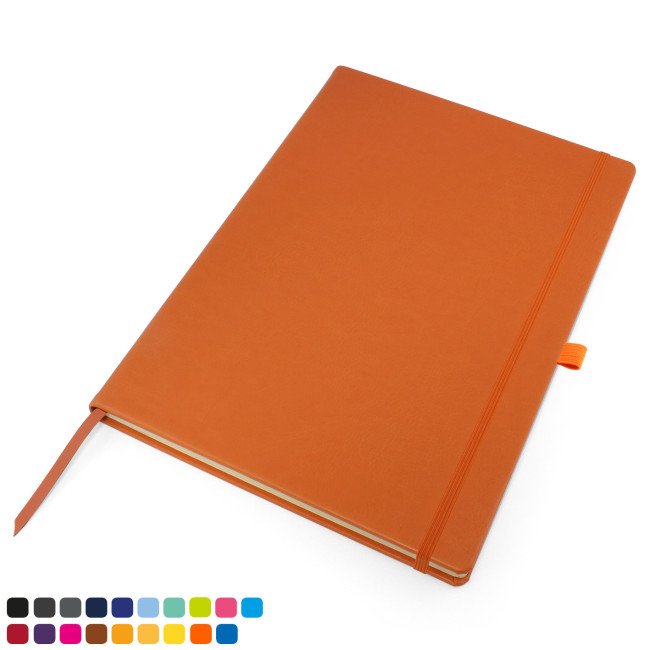 Custom Printed Torino Vegan Soft Touch A4 Casebound Notebook With Elastic Strap & Pen Loop - Image 2