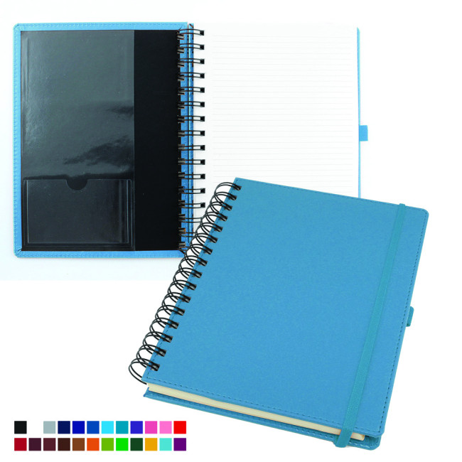 Custom Printed Deluxe A5 Wiro Notebook With Elastic Strap & Pen Loop In Belluno Vegan PU