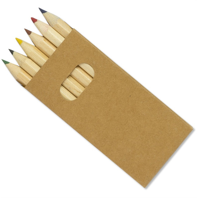 Custom Printed Colourworld Half Length Pencils Box 6 Natural