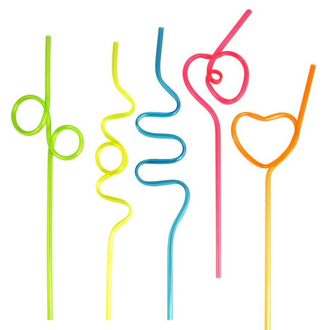 Custom Printed Curly Straws - Assorted Shapes