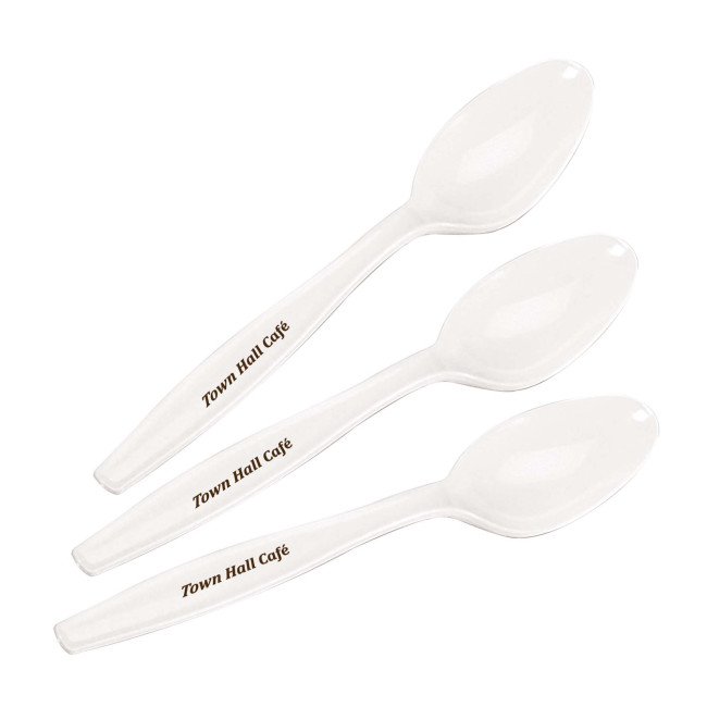 Custom Printed Disposable Plastic White Dessert Spoon