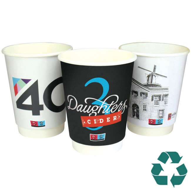 Custom Printed Recyclable Double Wall Paper Cup Full Colour 340ml