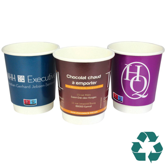 Custom Printed Recyclable Double Wall Paper Cup Full Colour 230ml