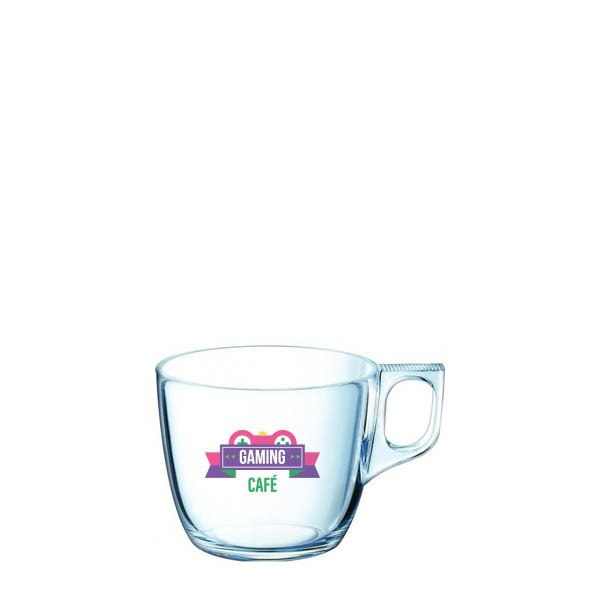 Custom Printed Voluto Glass Coffee Cup 220ml