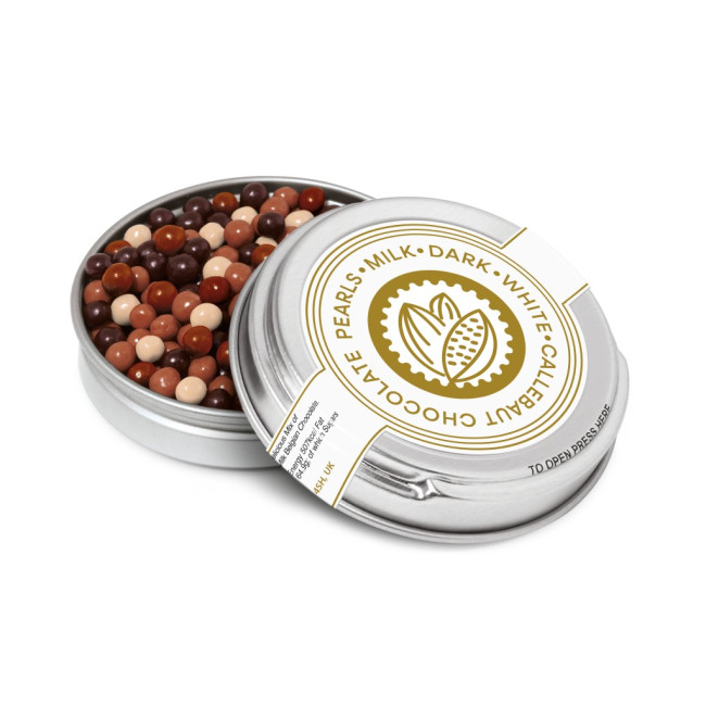 Custom Printed Caviar Tin Chocolate Pearls