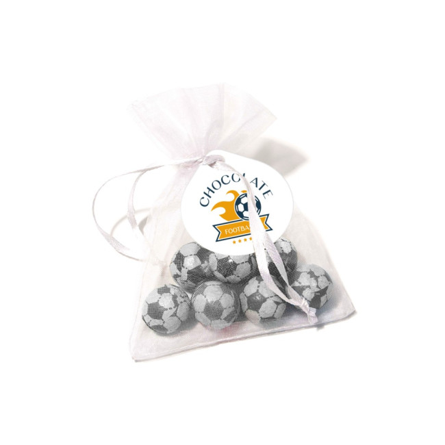 Custom Printed Organza Bag Chocolate Footballs - Image 2