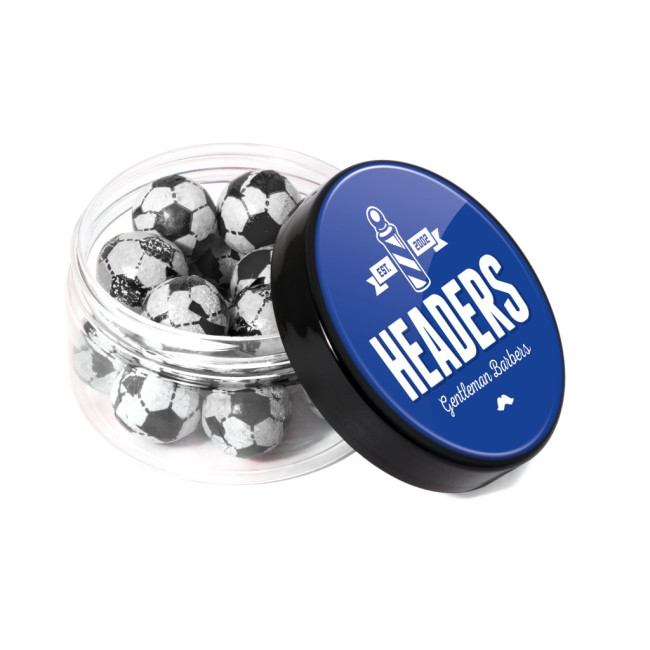 Custom Printed Screw Top Jar Chocolate Footballs