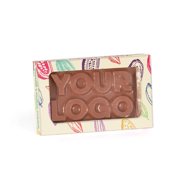 Custom Printed Eco Window Box 3D Bespoke Milk Chocolate Bar 41% Cocoa