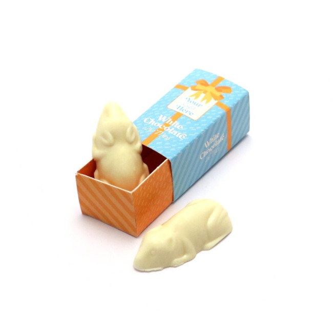 Custom Printed Winter Eco Mini Match Box White Chocolate Mice 32% cocoa x2