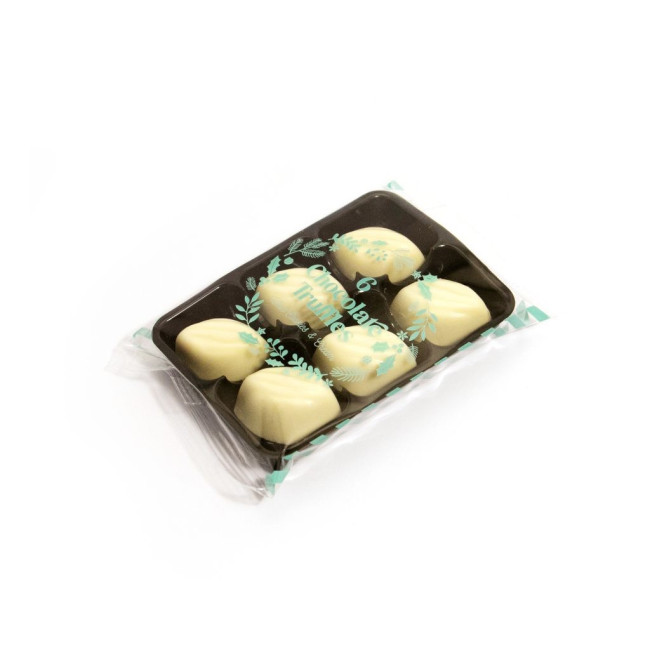 Custom Printed Winter Flow Wrapped Tray White Cookies & Cream Chocolate Truffles x6