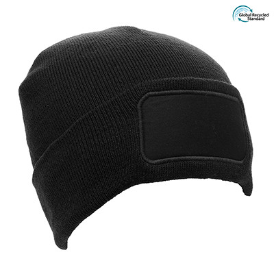 Custom Printed Recycled Rectangular Patch Beanie Hat - Image 1