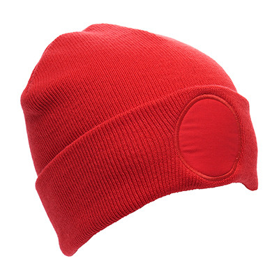 Custom Printed Circular Patched Beanie Hat - Image 1