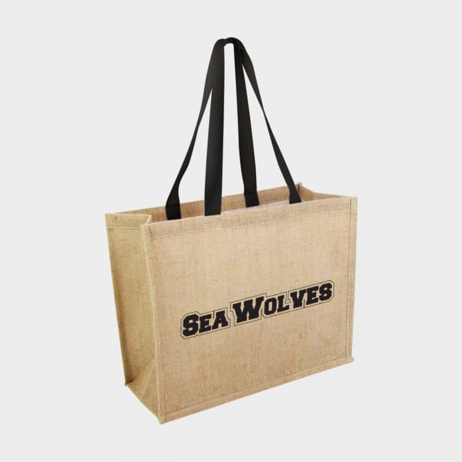 Custom Printed Green & Good Taunton Bag - Jute - BLACK Handles