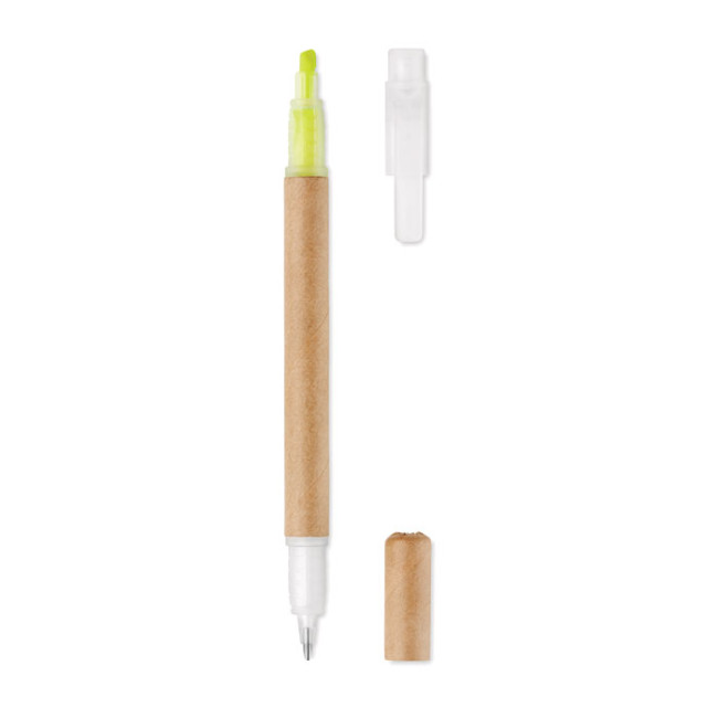 Custom Printed 2 in 1 Carton Pen Highlighter