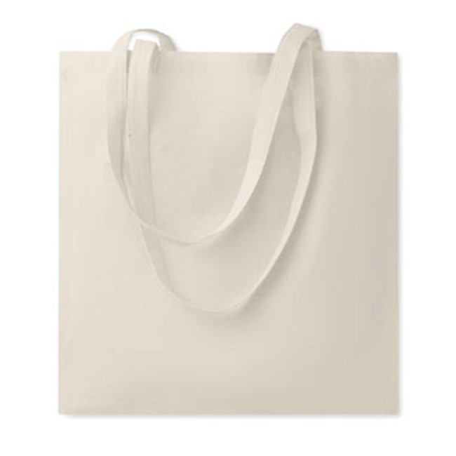 Custom Printed Beige Cotton Shopping Bag 180gr/m2