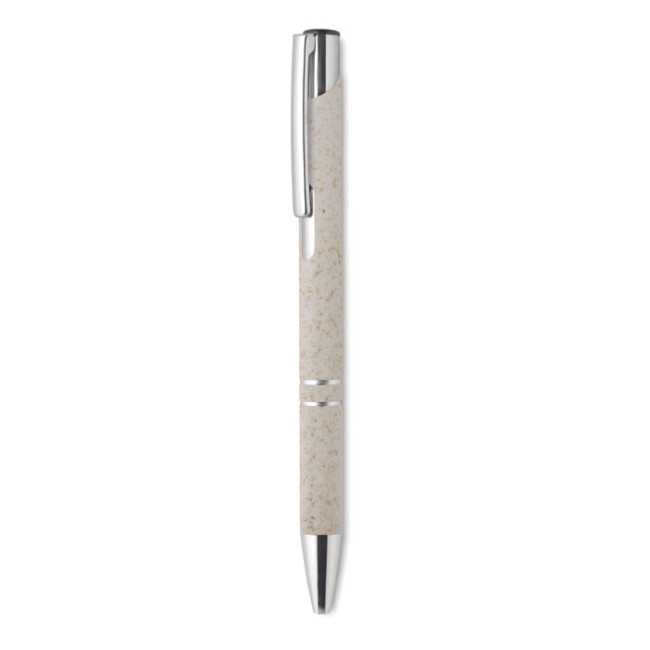 Custom Printed Wheat Straw & ABS Push Button Ballpen - Image 1