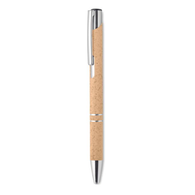 Custom Printed Wheat Straw & ABS Push Button Ballpen - Image 3