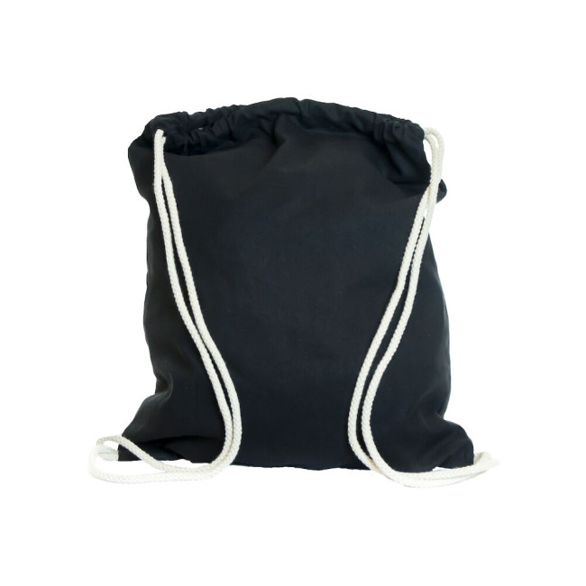 Custom Printed Black Cotton Drawsting Bag