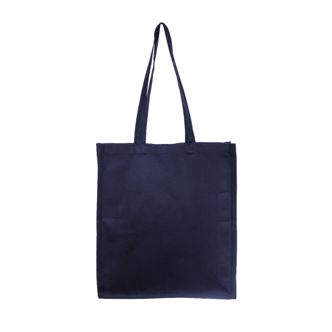 Custom Printed 7oz Navy Cotton Bag With Gusset