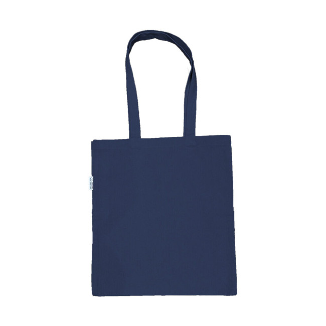 Custom Printed 10oz Navy Organic Cotton Shopper With Gusset