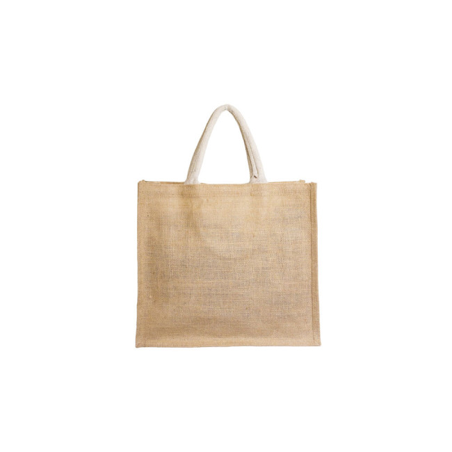 Custom Printed Medium Natural Jute Bag