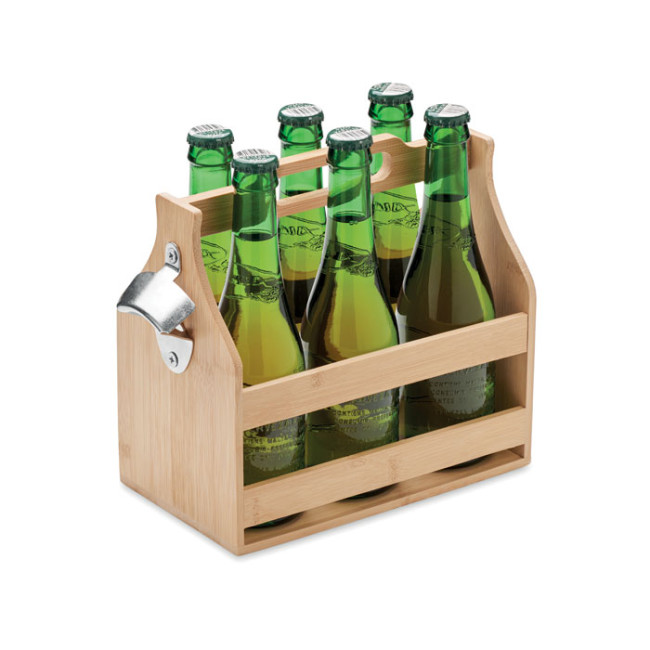 Custom Printed 6 Beer Crate In Bamboo - Image 1