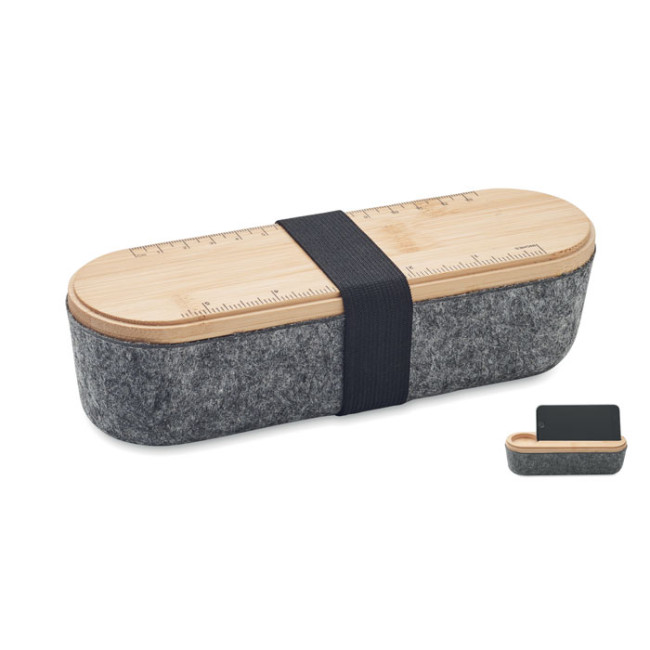 Custom Printed RPET Felt Pencil Case With Bamboo Lid