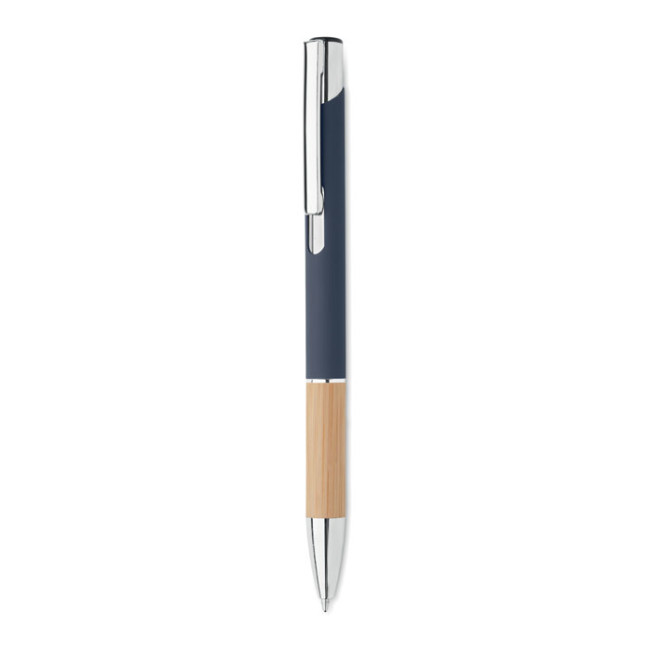 Custom Printed Push Button Aluminium Pen With Bamboo Grip - Image 1