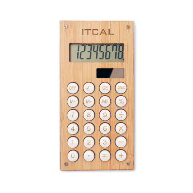 Custom Printed 8 Digit Bamboo Calculator