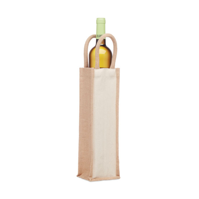 Custom Printed Jute Wine Bag For One Bottle