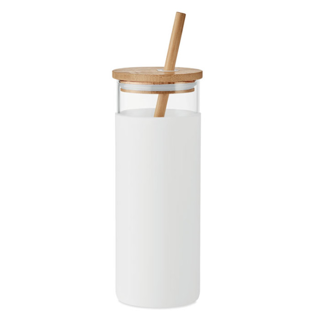 Custom Printed Glass Tumbler 450ml Bamboo Lid - Image 2