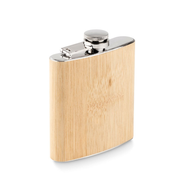 Custom Printed Bamboo Slim Hip Flask 170ml