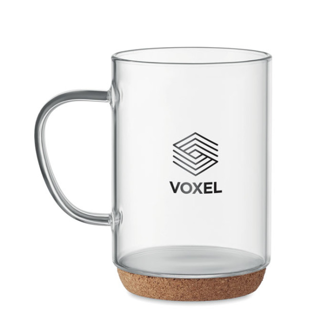 Custom Printed Glass Mug 400ml With Cork Base