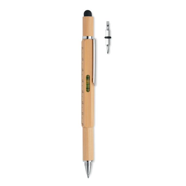 Custom Printed Spirit Level Pen In Bamboo