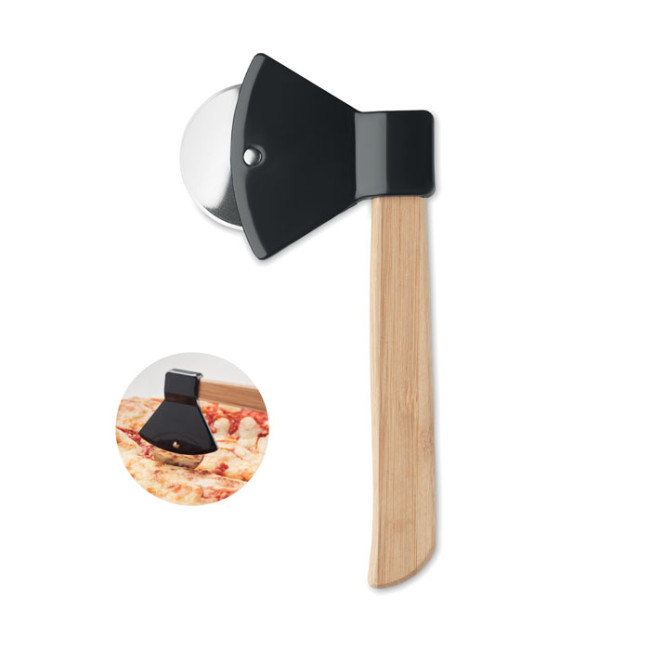 Custom Printed Pizza Cutter Bamboo Handle