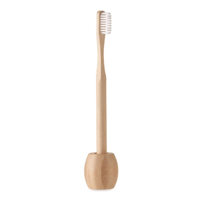 Custom Printed Bamboo Toothbrush With Stand