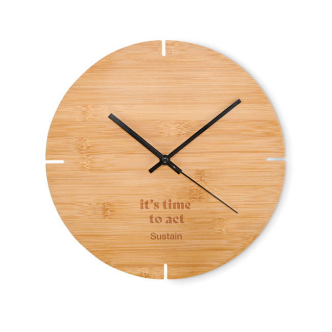 Custom Printed Round Shape Bamboo Wall Clock