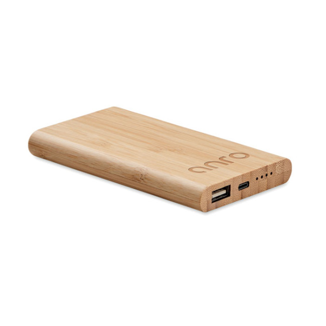 Custom Printed 4000 Mah Bamboo Power Bank