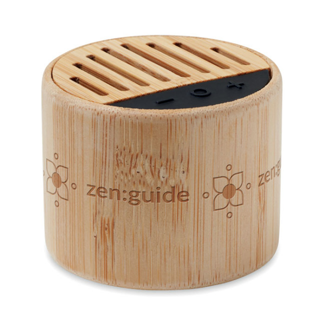 Custom Printed Round Bamboo Wireless Speaker